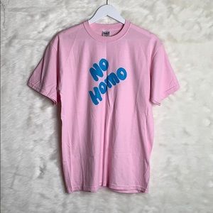 🔴5/$25 Gildan Pink “NO HOMO” T-Shirt Medium